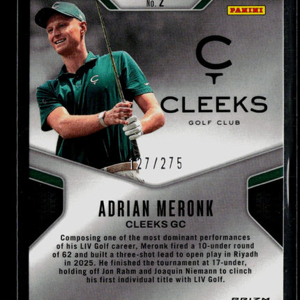 2025 Panini Prizm LIV Golf Adrian Meronk #2 Green 127/275