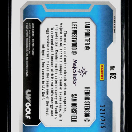 2025 Panini Prizm LIV Golf Stenson Westwood Poulter Horsfield #62 Teal /275