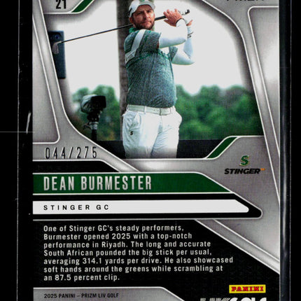 2025 Panini Prizm LIV Golf Dean Burmester #21 Teal 044/275
