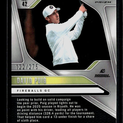 2025 Panini Prizm LIV Golf David Puig #42 Teal 122/275