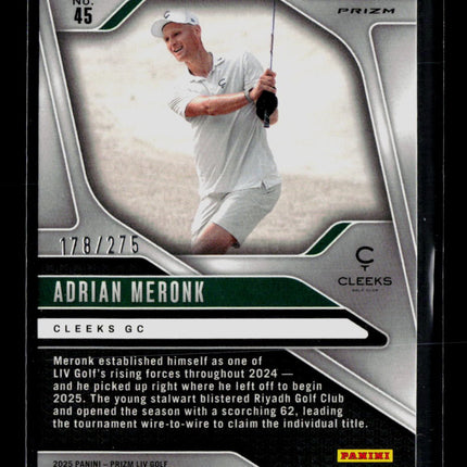 2025 Panini Prizm LIV Golf Adrian Meronk #45 Teal 178/275