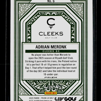 2025 Panini Prizm LIV Golf Aces Adrian Meronk #6 Teal /275