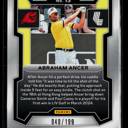 2024 Panini Prizm LIV Golf Abraham Ancer #13 Teal 040/199