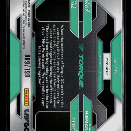 2024 Panini Prizm LIV Golf Munoz Ortiz Pereira Niemann #68 Teal 009/199