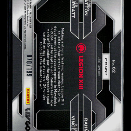 2024 Panini Prizm LIV Golf Rahm Surratt Hatton Vincent #62 Teal 070/199
