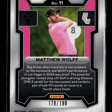 2024 Panini Prizm LIV Golf Matthew Wolff #11 Teal 179/199