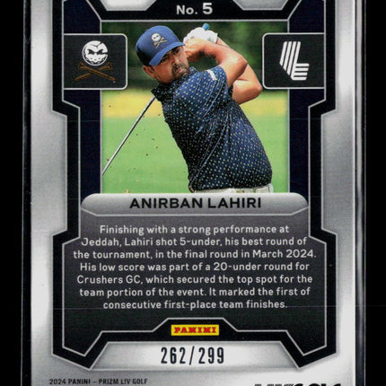 2024 Panini Prizm LIV Golf Anirban Lahiri #5 Glitter RC 262/299