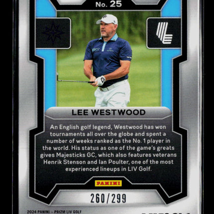 2024 Panini Prizm LIV Golf Lee Westwood #25 Blue 260/299 RC