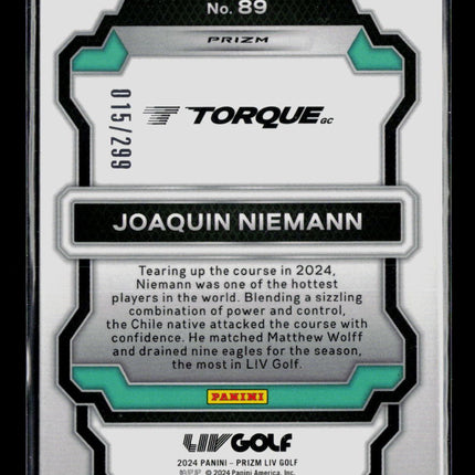 2024 Panini Prizm LIV Golf Joaquin Niemann #89 Green Pulsar /299