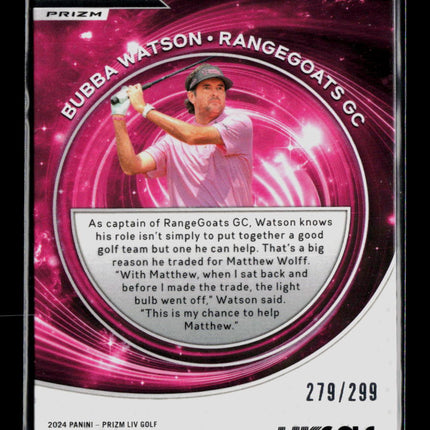 2024 Panini Prizm LIV Golf Captains Bubba Watson #69 Pink Pulsar 279/299