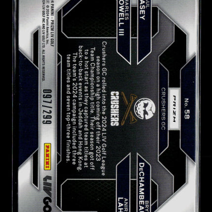 2024 Panini Prizm LIV Golf Lahiri Casey Howell III DeChambeau #58 /299