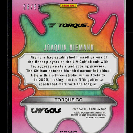 2025 Panini Prizm LIV Golf Groovy Joaquin Niemann #1 Blue 26/99
