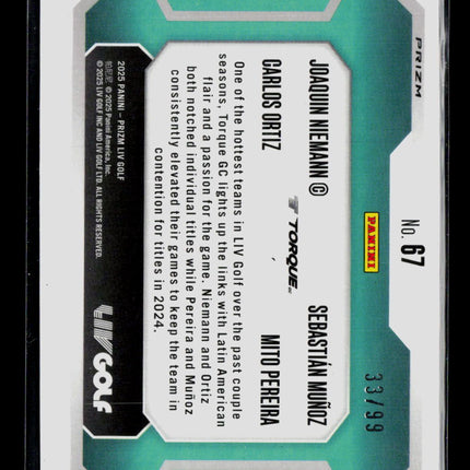 2025 Panini Prizm LIV Golf Muñoz Ortiz Pereira Niemann #67 Blue 33/99