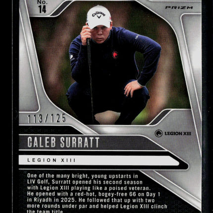 2025 Panini Prizm LIV Golf Caleb Surratt #14 Red 113/125