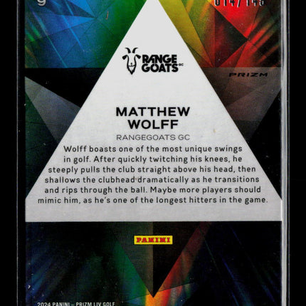 2024 Panini Prizm LIV Golf Prizmatic Matthew Wolff #9 014/149