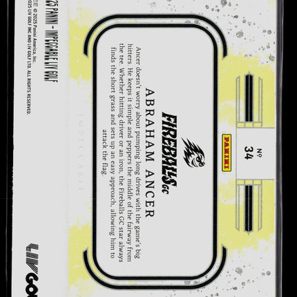 2025 Panini Impeccable LIV Golf Abraham Ancer #34 14K Gold Bar 1/1 Fireballs GC