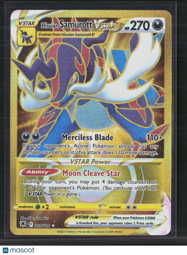 Pokemon 2022 Astral Radiance Hisuian Samurott VSTAR SR #209/189