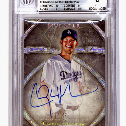 2014 Topps Five Star Autographs Clayton Kershaw #FSA-CK Rainbow 20/25 Auto