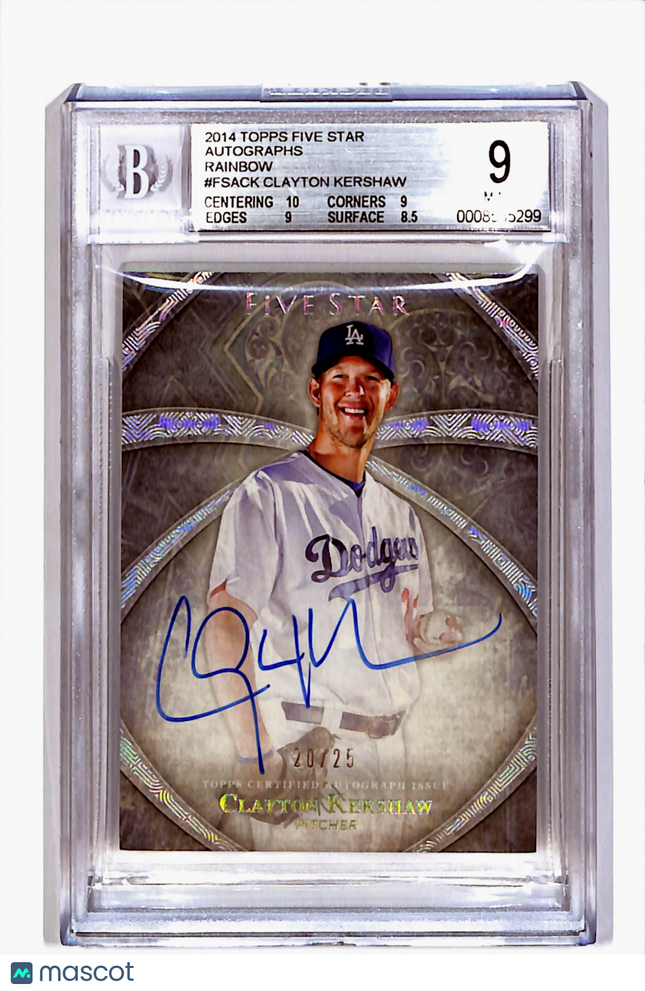 2014 Topps Five Star Autographs Clayton Kershaw #FSA-CK Rainbow 20/25 Auto