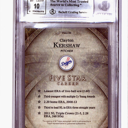 2014 Topps Five Star Autographs Clayton Kershaw #FSA-CK Rainbow 20/25 Auto