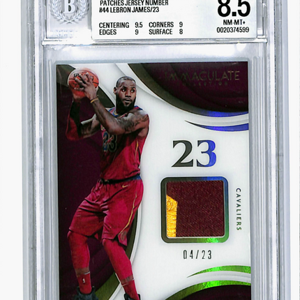 2018 Immaculate LeBron James #JN-LBJ Patches Jersey Number 04/23 BGS 8.5