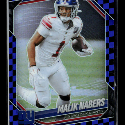 2025 Panini Prizm Football Malik Nabers #206 Blue Black Checker
