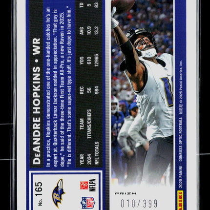 2025 Panini Donruss Optic DeAndre Hopkins #165 Light Blue 010/399