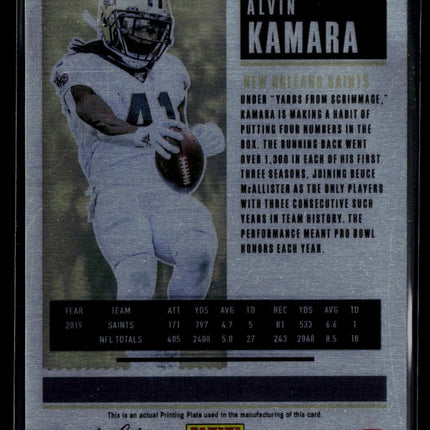 2020 Panini Contenders Football Alvin Kamara #39 Cyan Printing Plate 1/1