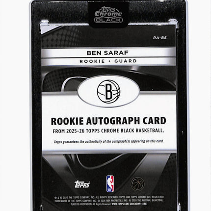 2026 Topps Chrome Black Ben Saraf #RA-BS RC Auto