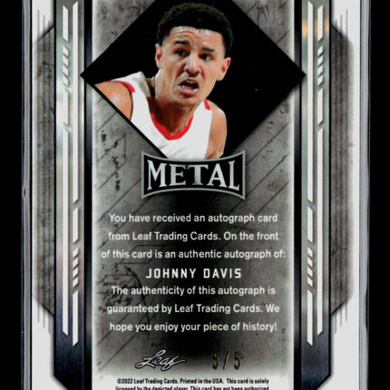 2022 Leaf Metal Johnny Davis #BA-JD1 5 / 5 Auto