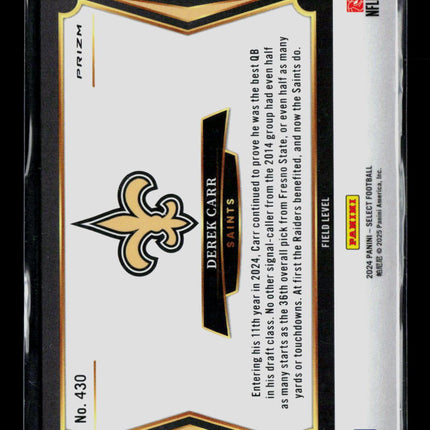 2025 Panini Select Derek Carr #430 Field Level White Sparkle