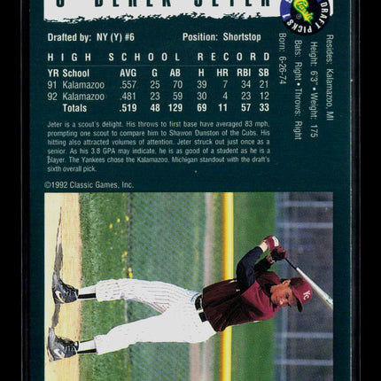 1992 Classic Draft Picks Derek Jeter #6