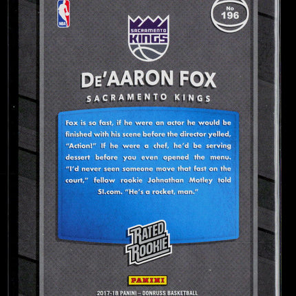 2017 Panini Donruss De'Aaron Fox #196 Blue Press Proof