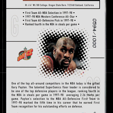 1999 Upper Deck Black Diamond Dominance Gary Payton #D25 0594/1000