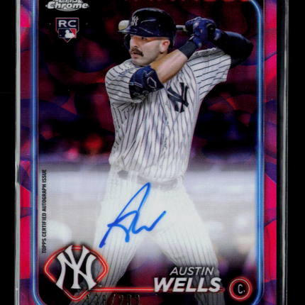 2024 Topps Chrome Austin Wells #RA-AW Magenta lava Lamp Refractor RC Auto /299