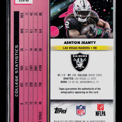 2025 Topps Cosmic Chrome Ashton Jeanty #CCA-AJ RC 10/10 Auto Black