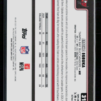 2025 Topps Chrome Emeka Egbuka #312 Refractor RC