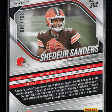 2025 Panini Prizm Shedeur Sanders #302 Orange RC /249