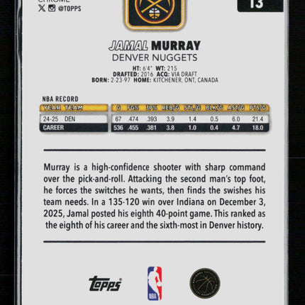 2026 Topps Chrome Jamal Murray #13 Speckle Refractor Variation