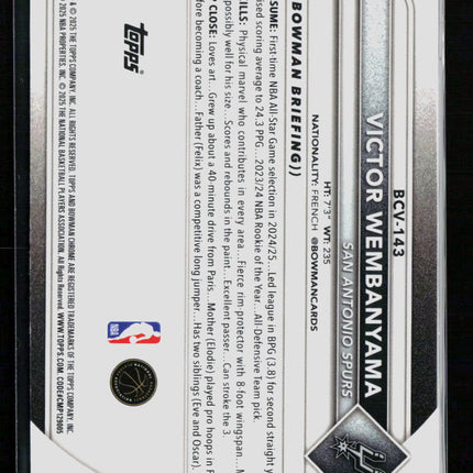 2025 Bowman Chrome Victor Wembanyama #BCV-143 Reptilian
