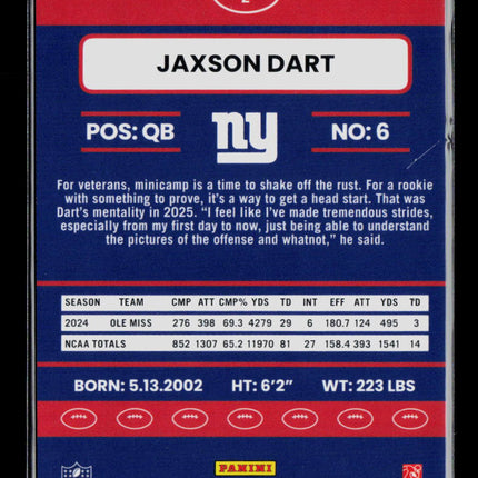 2025 Panini Donruss Optic Football Jaxson Dart #2 RC