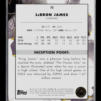 2025 Topps Inception LeBron James #70 057/150 Purple