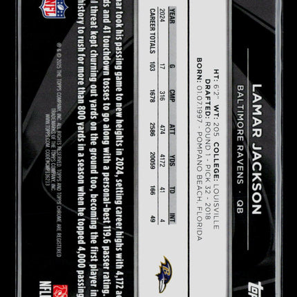 2025 Topps Chrome Black Lamar Jackson #9 Purple /75