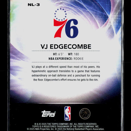 2025 Topps No Limit VJ Edgecombe #NL-3 RC 09/25 orange