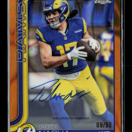 2025 Topps Chrome Puka Nacua #BA-PN Gold Lava Refractor 09/50 Auto
