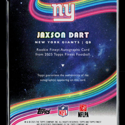 2025 Topps Finest Football Jaxson Dart #RFA-JD RC Auto