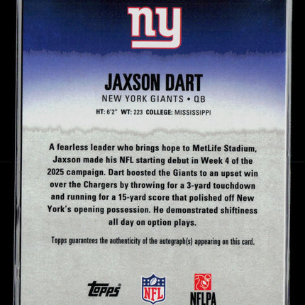 2025 Topps Signature Class Jaxson Dart #106 RC Auto Refractor