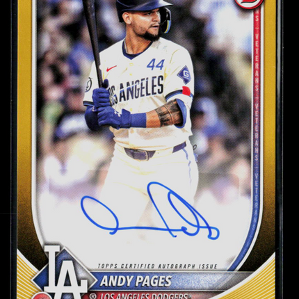 2025 Bowman Prospects Andy Pages #PRV-AP Gold 11/50 Auto