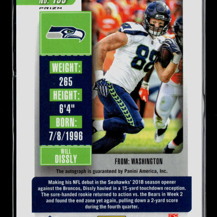 2019 Panini Contenders Optic Will Dissly #199 RC Auto