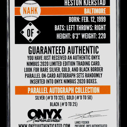 2020 Onyx Nimbus Heston Kjerstad #NAHK Auto